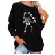 thumbnail image 1 of Top de sudadera con estampado de calavera de Navidad y Halloween para mujer, cuello redondo, suelto Pompotops  FGAJ10999, 1 of 6