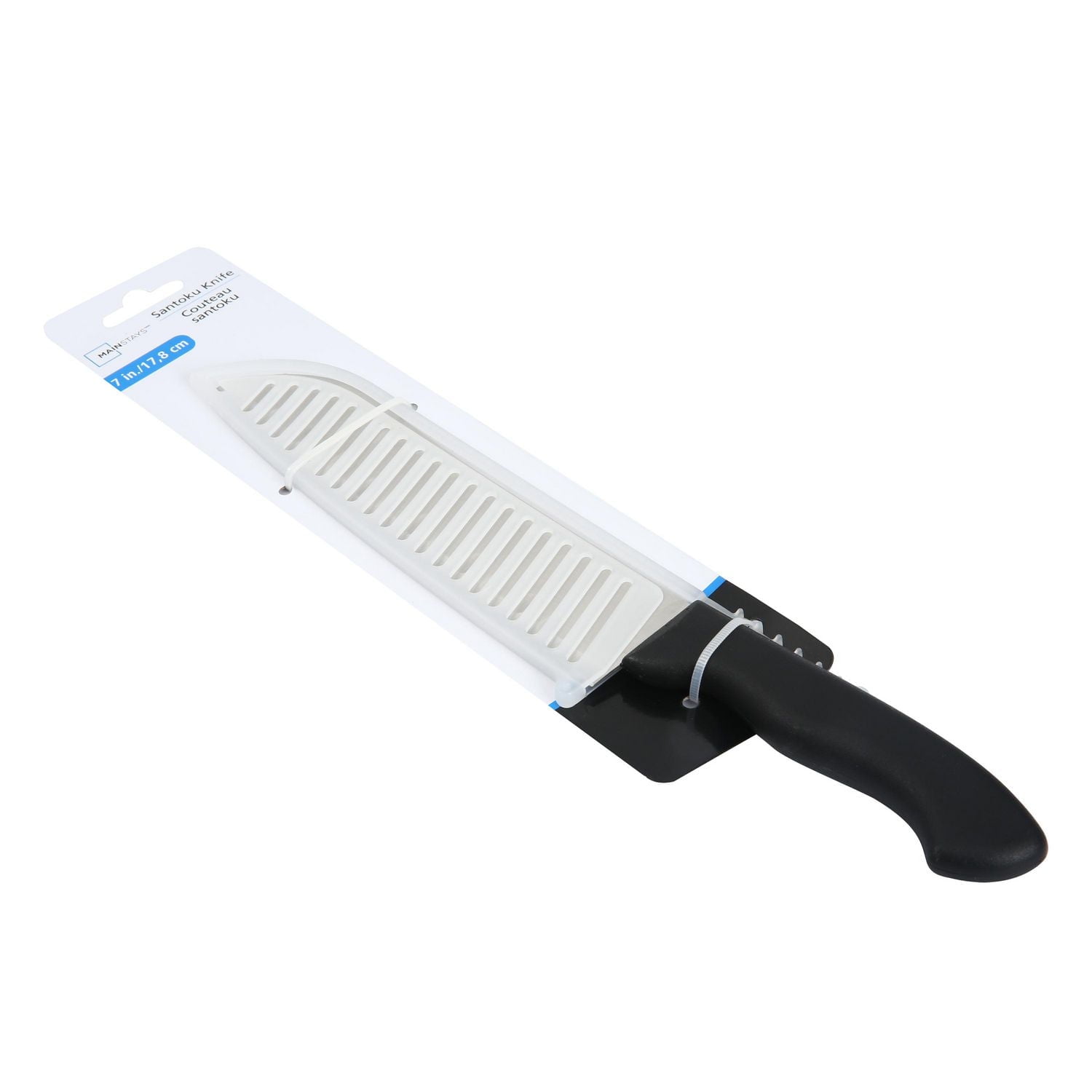 Mainstays 7" Stainless Steel Santoku Kitchen Knife Black with Sheath