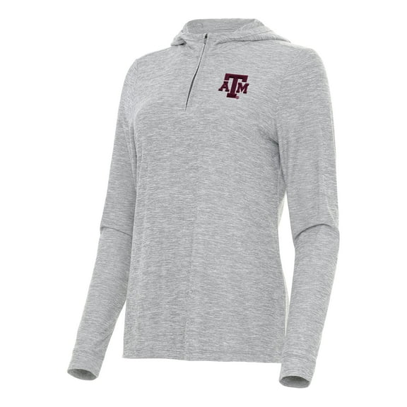 Women's Antigua Heather Gray Texas A&M Aggies Daybreak Quarter-Zip Hoodie