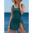 thumbnail image 5 of Asoul Scalloped Ribbed One-Piece Tummy Control Swimsuits for Women Wrap Tie Swim Dress Modest Bathing Suits with Skirts, 5 of 9