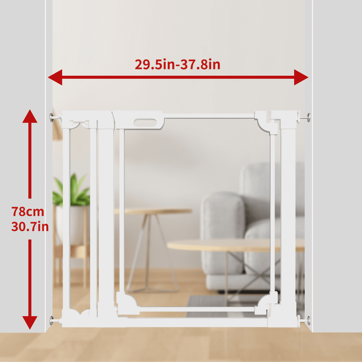 Fairy Baby Clear Baby Safety Gate with Wall Protectors 29-38 in Wide Pressure Mounted Gates White