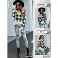 thumbnail image 5 of Xuanfei Women Plaid Deep V Neck Long Sleeve Fringed Ripped Crop Sweater, 5 of 7