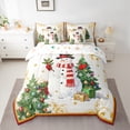 thumbnail image 3 of Manfei Retro Christmas Snowman 7-Piece Bedding Comforter Set, Winter Snowflake Xmas Tree King Bedding Sets, Teens Boys Girls Kids Reversible Bed Sheets, Lightweight Room Decor, 3 of 8