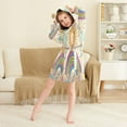 thumbnail image 3 of FORMRS Niños Bathrobe Unisex Hooded Robe Soft Plush Pajamas Sleepwear, Size 4-6T, Beige Rainbow, 3 of 7