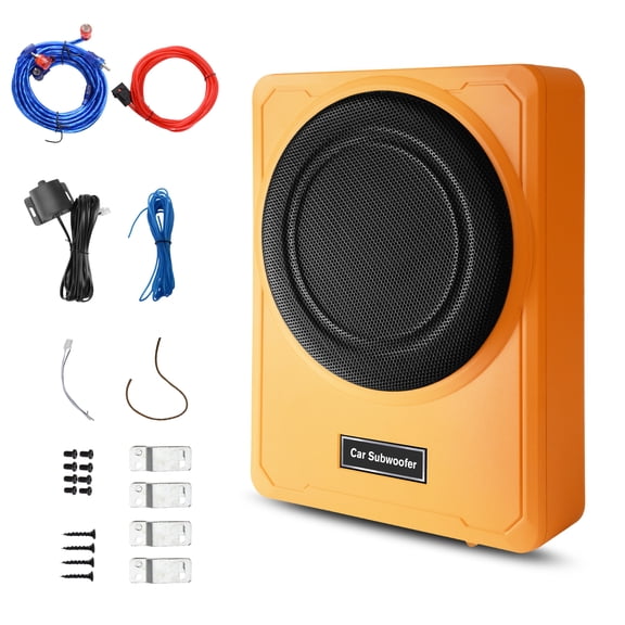 AWESAFE 10" 1200W Under Orange Seat Car Subwoofer, BlueTooth Subwoofers for Cars , Portable Audio Save Cars Interior Space and Easy to Install On Your Every Car Or Truck