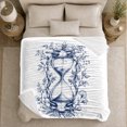 thumbnail image 5 of Hourglass with Antlers and Blue Wildflowers, Mystical Botanical Time Motif for Nature Art Lovers, Housewarming Gift, Cozy Flannel Blanket for Study Room and Reading Nook, Elegant Home Decor, 5 of 9