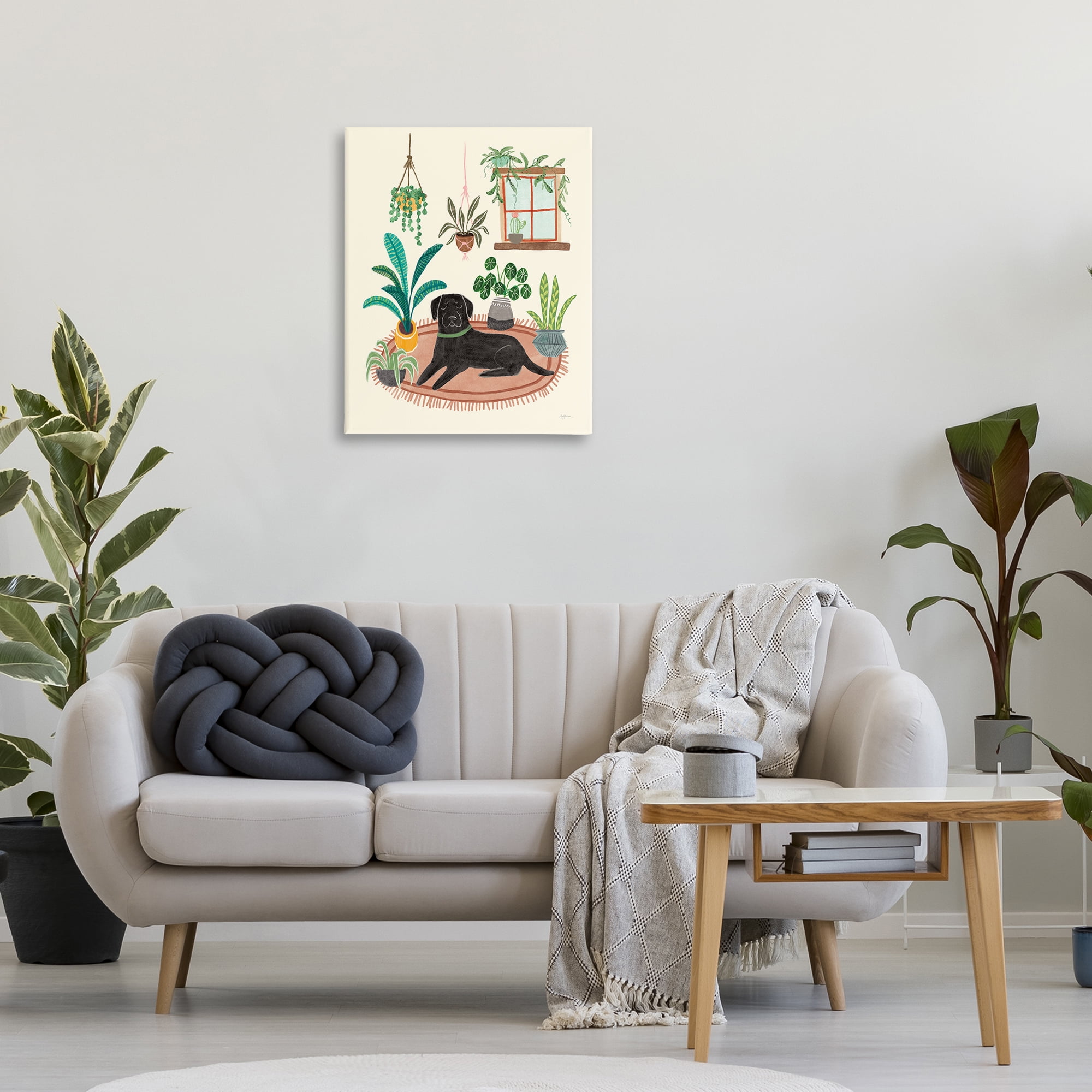 Stupell Industries Fun Dog & House Plants Animals & Insects Painting Gallery Wrapped Canvas Art Print Wall Art, 24 x 30