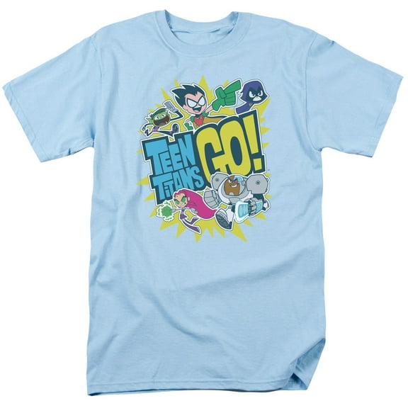 Teen Titans Go Go S/S Adult 18/1 T-Shirt Light Blue