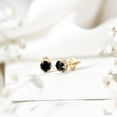 thumbnail image 4 of Rosec Jewels Lotus Basket Set Black Spinel Solitaire Stud Earrings with Diamond Accent, 10K Yellow Gold, 4 of 9