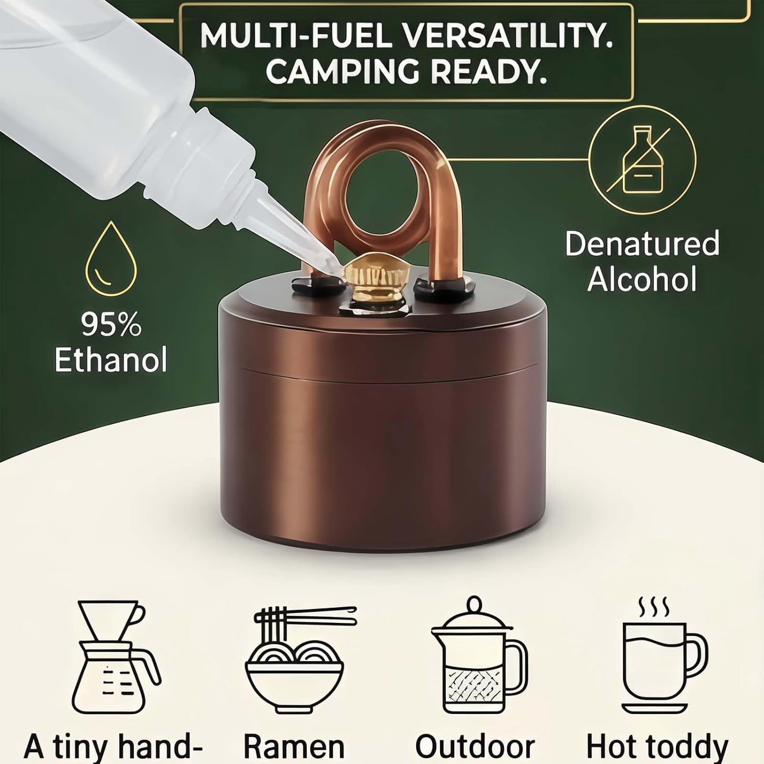High-Power Portable Mini Outdoor Spirit Burner & Alcohol Stove, Lightweight Mini Alcohol Camping Stove With Stable Stand For Backpacking Hiking Brewing Tea Coffee Picnic (1, Gold)