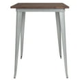thumbnail image 6 of Flash Furniture 31.5" Square Silver Metal Indoor Bar Height Table with Walnut Rustic Wood Top, 6 of 6
