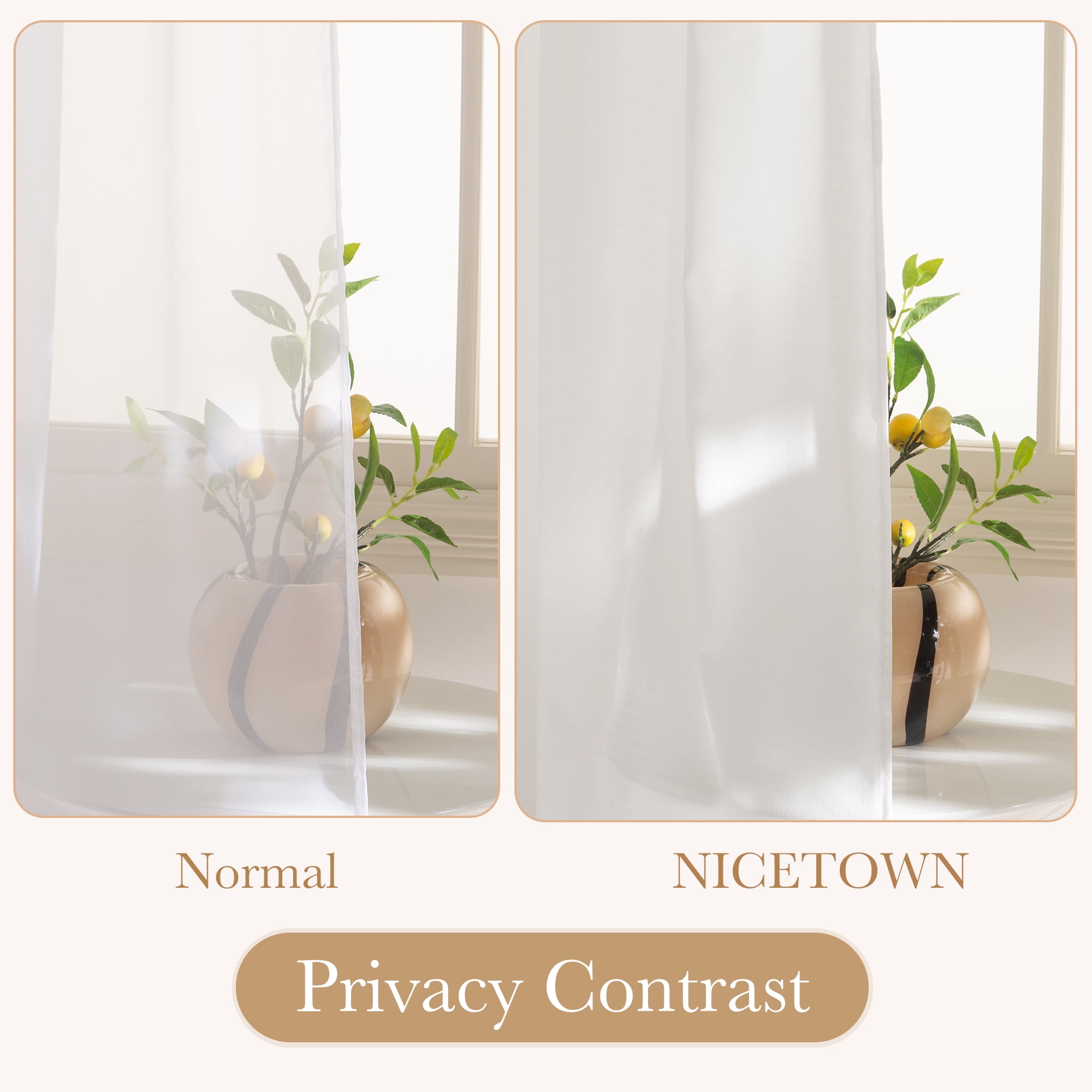 NICETOWN Privacy Sheer Curtains 96 inches Long, Non-See-Through Fishbone Texture Sheer Curtains Light Filtering Sheer Curtain Drapes for Bedroom Living Room, White, 2 Panels