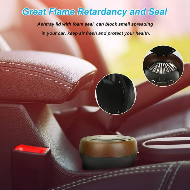 Car Ashtray with Lid Smell Proof, Detachable Car Ashtray with Light,  Ceramics Inner Car Smoking Accessories Car Cigarette Ashtray Fit Most Car  Cup Holder or Indoor Outdoor Use(Wood Grain) 
