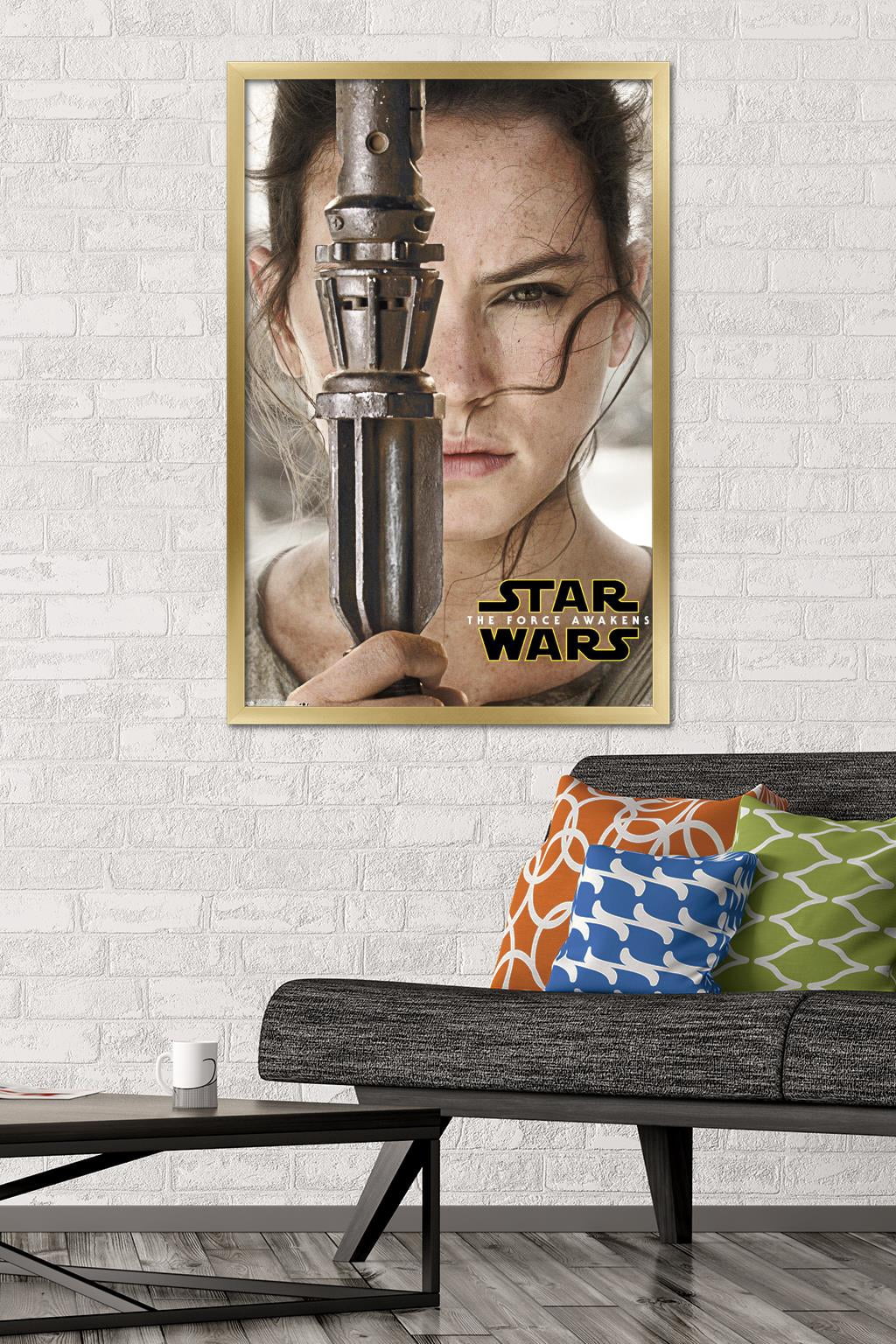 Star Wars: The Force Awakens - Rey Portrait Wall Poster, 22.375" x 34", Framed