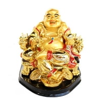 Golden Money Buddha Statue on Dragon Chair - 3"