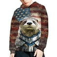 thumbnail image 5 of Xoenoiee Long Sleeve Sweatshirt Hooded Warm Hoodies for Boys Girls, Vintage Camo American Flag Otter Knight Print Athletic Playwear for Kids Travel Walk Workout, L, 5 of 7