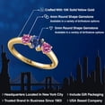 thumbnail image 2 of Gem Stone King 10K Yellow Gold Blue Created Sapphire and Pink Moissanite Engagement Ring for Women | 1.06 Cttw | Round 5MM | Gemstone September Birthstone | Size 6, 2 of 6