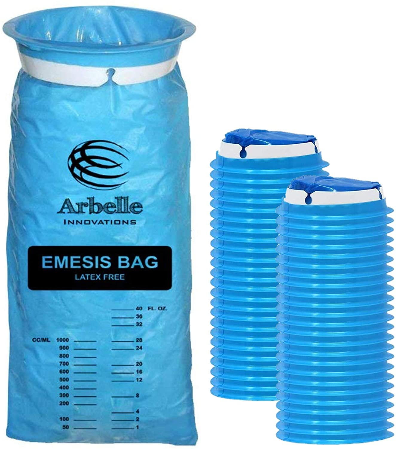 Disposable Vomit Bags, Emesis Bags 40 Vomit Bags + 40 Wet Wipes for