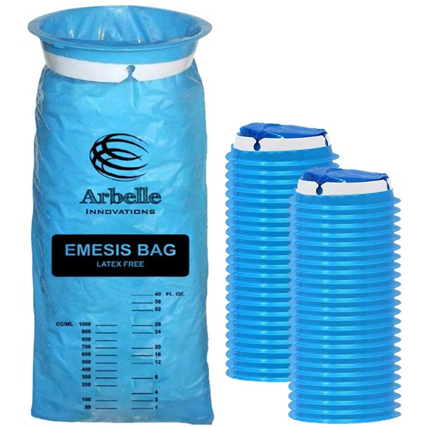 Disposable Vomit Bags, Emesis Bags 40 Vomit Bags + 40 Wet Wipes for Nausea Motion Sickness