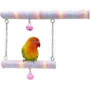Bird Swing, Colorful Cotton Rope Swing Perches Toy, Cage Hanging Toys for Multiple Parrots Play Together, Suitable for Budgies, Parakeets, Cockatiels, Lovebirds, Finches, Conures