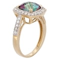 thumbnail image 3 of 10k Yellow Gold Natural Mystic Topaz Ring Cushion-cut 9x9mm Diamond Halo, size 6.5, 3 of 3