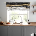 thumbnail image 6 of Black Gold Valance Curtains for Living Room, Marble Pattern Semi Sheer Kitchen Valances for Windows, Rod Pocket Short Window Treatment Decor, 52x18, 6 of 6