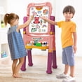 thumbnail image 5 of JoyStone Easel for Kids with Magnetic White Board & Chalk Board, 4 in 1 Double Sided Kids Art Easel, Adjustable Standing Toddler Easel with Magnetic Letters & Numbers, Gifts for Kids(Pink), 5 of 8