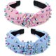 thumbnail image 1 of 2 diademas para mujer con nudo de perlas, diadema para niñas, joyas coloridas adornadas con gemas, diadema con perlas de imitación, nudo cruzado, turbante trenzado, accesorios para el cabello para mu JAMW  Sencillez, 1 of 5