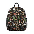 thumbnail image 3 of Mushroom and Fern Black Pattern Backpack for School, Cute School Bag with Adjustable Shoulder Straps and Padded Back, 13.8"x11.4"x6", 3 of 5