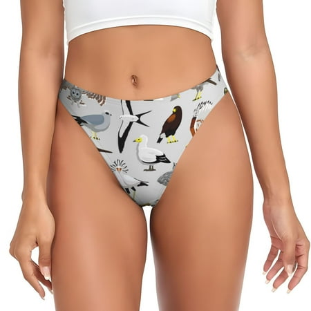 Qokaie Animal Bird Printed Women s Cotton Thong Underwear  Sexy Breathable Panties G-string-X-Large