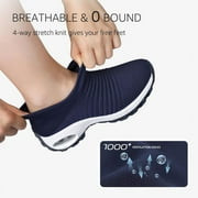 STQ Women's Walking Shoes Slip on Breathable Sneakers Navy US 8.5