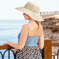 thumbnail image 4 of Tirrinia Women Floppy Straw Sun Hat Wide Brim Striped Beach Cap Foldable, 4 of 6