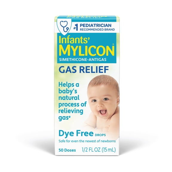 Infants' Mylicon Gas Relief Drops & Syringe, Dye Free, 0.5 fl oz