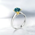 thumbnail image 4 of Gem Stone King 1.70 Ct 7mm Round London Blue Topaz 925 Silver and 10K Yellow Gold Ring Ring (Size 6), 4 of 4