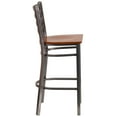 thumbnail image 6 of Flash Furniture 2 Pack HERCULES Series Silver Antique Finish with Clear Coat Ladder Back Metal Restaurant Barstool - Cherry Wood Seat, 6 of 8