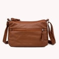 thumbnail image 3 of Retro Women Soft PU Leather Pure Color Shoulder Bag Small Handbag (Brown), 3 of 24
