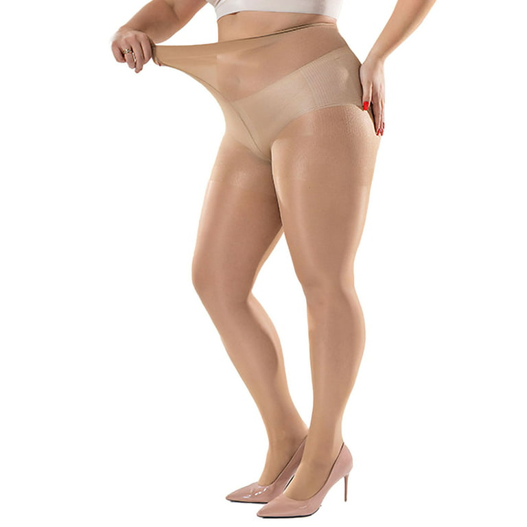 Deago Women's Plus Size Pantyhose Control Top High Waist Tights Ultra-Soft  Sheer Stocking, SKin 