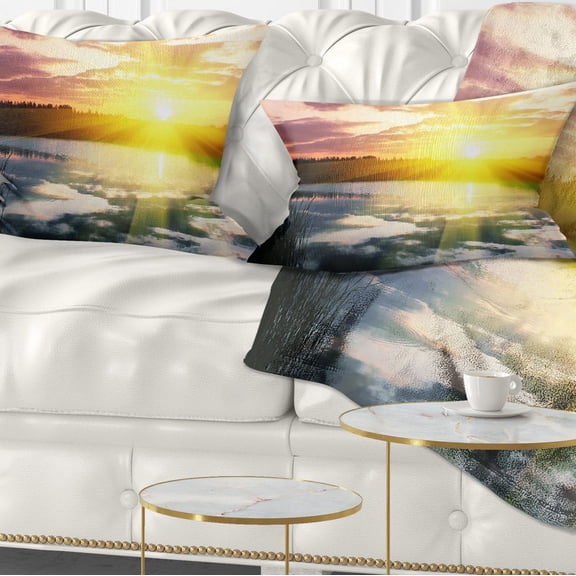 Designart 12" x 20" Yellow Polyester Throw Pillow