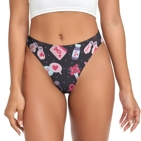 Sigee Breast Cancer Awareness1 for Women s G-String Panty  Low Rise  Soft Lace Perfect for Everyday Wear or Special Occasions-Small