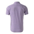 thumbnail image 3 of Hpapadks Shirts for Men Beach Classic Short Sleeve Plaid Lapel Button Down Tops Men Dress Shirt Purple XXL, 3 of 4