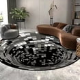 thumbnail image 3 of Yeacher 3D Space Round Carpet, Checkered Vortex Optical Illusions Non Slip Area Rug Anti-Slip Floor, 3 of 5