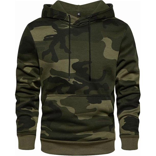 Sudadera polar con capucha y estampado de camuflaje para hombre