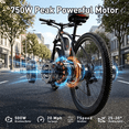 thumbnail image 3 of Electric Bike with 749W Brushless Motor, 20MPH, Commuting Electric Mountain Bicycle, Removable Battery, 7-Speed, 26" Tires, Full Suspension, Lightweight Ebike for Teens, 35 Mile Range, UL 2849, 3 of 9