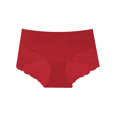 Fulorrnie High Waisted Panties  Seamless Underwear  Lace Thongs for Women Full Coverage Sheer Cut Outs Floral Edging  Red  XL