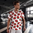 thumbnail image 3 of Wukai Hand Drawn Strawberry Print Men's Short-Sleeved Mesh T-Shirt,Quick-Dry Short Sleeve Workout T-Shirt-X-Large, 3 of 8