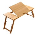 thumbnail image 3 of jifeng Foldable Table Laptop Lap Desk Rectangle Bamboo Portable Stand Adjustable Angle for Camping Balconies Computer Outdoor Picnic Light Brown Large, 3 of 9