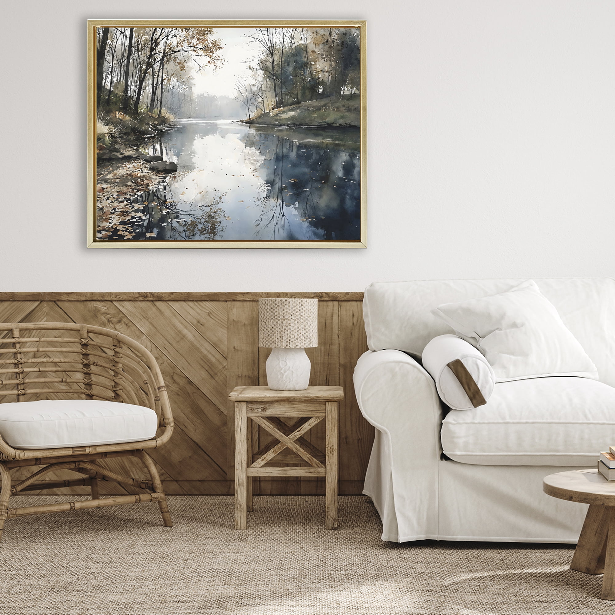 Stupell Industries Fall Lake Reflection Gold Framed Floater Canvas Wall Art, design by Franklyn Gregory