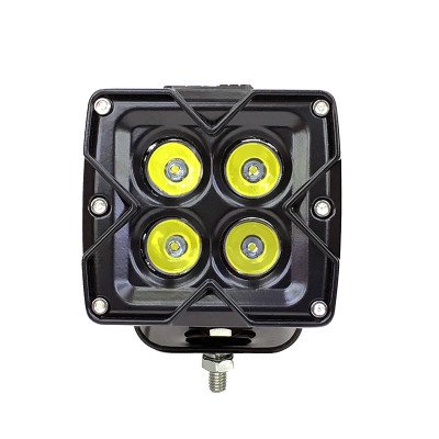 Quake LED Work Light QLB1003 Seismic Series; 3 Inch Square; Pedestal Mount; 20 Watts/1600 Lumens; 3 Amp Draw At 12 Volts; White/Selectable RGB LED Bulbs; Spot Beam; Clear Polycarbonate Lens; Wired