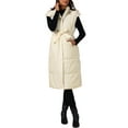 thumbnail image 2 of INSPIRE CHIC Women's Long Sleeveless Hooded Pockets Belted Winter Vest Outerwear Jackets M Beige, 2 of 5