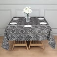 thumbnail image 3 of Black Pioneer Flower Geometric Striped Pattern Square Tablecloth,Waterproof Square Table Cover,Wipeable Spillproof Washable Table Cover for Home Kitchen Party Decor 42"X42"(107x107cm), 3 of 6